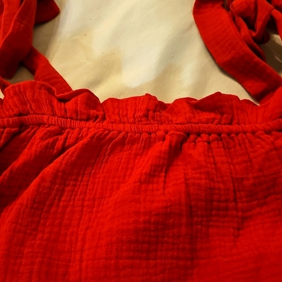 NWT Lush Tie Strap Gauzy Minidress with pockets light and airy Medium Chili - Picture 6 of 8